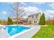 Gorgeous in-ground pool with a slide, a cabana and lush landscaping at 20107 Marie Ct, Noblesville, IN 46062