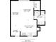 Detailed floor plan showing the layout of rooms, including the kitchen, living room, and bedroom, with dimensions at 2349 N Delaware St, Indianapolis, IN 46205