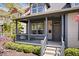 Inviting front porch with gray railings and stairs leading to the main entrance at 2349 N Delaware St, Indianapolis, IN 46205