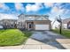 Beautiful home with a basketball hoop, a paved driveway, and a green lawn under a blue sky at 3341 Suffolk Ct, Greenwood, IN 46143