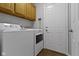 Practical laundry room with a washer, dryer, storage, and access to the exterior at 3856 Cornwallis Ln, Carmel, IN 46032