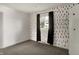 Bedroom with a view of the neighborhood from the window with black curtains at 4744 Whirlaway Dr, Indianapolis, IN 46237