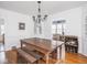 Cozy dining room featuring a wooden table, vintage chandelier, and built in cabinets at 645 N Ritter Ave, Indianapolis, IN 46219