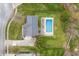 Aerial view of a house with a backyard pool, surrounded by lush greenery at 8414 Anchorage Ct, Indianapolis, IN 46236