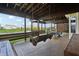 Relaxing covered porch with a swing, perfect for enjoying the views of the pond at 8650 N Springview Dr, McCordsville, IN 46055