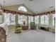 Bright sunroom with large windows, vaulted ceiling, and comfortable seating offers a tranquil space at 871 Gazebo Way, Greenwood, IN 46142