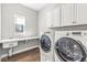 Laundry room features a sink, counter space, and stainless steel washer and dryer at 11172 Cliffside Dr, Fortville, IN 46040