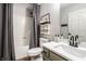 Modern bathroom featuring a shower and tub combination with modern fixtures at 1550 Renee Dr, Plainfield, IN 46168