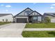 Charming home featuring gray and white colors, complemented by a landscaped front yard and a convenient two-car garage at 15755 Scher Dr, Westfield, IN 46074