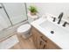 Clean and modern bathroom featuring a stylish vanity and walk in shower at 1957 N Colorado Ave, Indianapolis, IN 46218