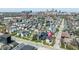 Aerial of home showing location within the surrounding neighborhood with downtown Indianapolis visible at 358 Terrace Ave, Indianapolis, IN 46225