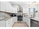 Modern kitchen featuring white cabinets, stainless steel appliances, and beautiful granite countertops at 358 Terrace Ave, Indianapolis, IN 46225