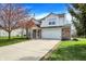 Charming two-story home boasts brick and white siding, attached two-car garage and well-manicured lawn at 4345 Elkhorn Dr, Westfield, IN 46062