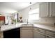 Bright kitchen with a stainless sink, window, and modern fixtures at 4345 Elkhorn Dr, Westfield, IN 46062