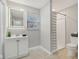 This bathroom has a shower stall, toilet, vanity and sink at 4601 N Ball Ave, Muncie, IN 47304