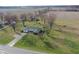 Aerial view of ranch home on acreage near farmland in a quiet country setting at 4611 E Us Highway 36, Markleville, IN 46056