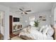 Modern bedroom with wood floors, contemporary decor and comfortable furnishings at 4906 S State Ave, Indianapolis, IN 46227