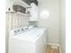 Well-organized laundry room featuring modern appliances, ample storage, and a bright window at 508 Mount St, Greenfield, IN 46140
