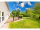 Scenic backyard view showcasing a wooden deck, lush greenery, and a well-maintained lawn on a sunny day at 5989 Ashmore Ln, Carmel, IN 46033