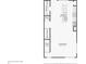 Floor plan displaying the layout of the kitchen, living room, and bathroom, highlighting the home's spatial design at 801 Bates St, Indianapolis, IN 46202