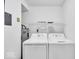 Convenient laundry area featuring a washer, dryer, and water heater at 12570 Timber Creek Dr # 7, Carmel, IN 46032