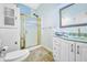 Bathroom with a shower and vanity at 1791 S Conservation Club Rd, Morgantown, IN 46160