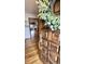 Elegant front door with wood accents, wreath and hardwood floors at 1813 Birch Dr, Plainfield, IN 46168