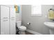 Cozy bathroom features a modern vanity, toilet, and storage, complemented by stylish decor and a bright window at 2043 Winthrop Ave, Indianapolis, IN 46202