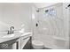 New bathroom featuring a shower with white marble tile and dark fixtures at 243 N Tacoma Ave, Indianapolis, IN 46201