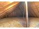 This attic features exposed rafters and insulation at 6170 Shelbyville Rd, Indianapolis, IN 46237