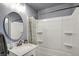 Clean bathroom showcasing a shower/tub and updated vanity at 676 Nelson Dr, Mooresville, IN 46158
