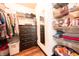 Walk-in closet with shelving, hanging racks, full-length mirror, and a chest of drawers for maximum storage convenience at 839 Bough St, Whiteland, IN 46184