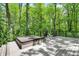 Relaxing deck with hot tub and egg chairs, surrounded by green trees, creating a private oasis at 8990 Pickwick Dr, Indianapolis, IN 46260