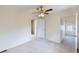 Spacious bedroom featuring a ceiling fan and neutral carpet at 926 N Dearborn St, Indianapolis, IN 46201