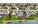 A high angle aerial shot displays beautifully landscaped houses on an expansive lot, with lake access and lush landscaping at 12535 Glendurgan Dr, Carmel, IN 46032