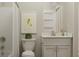 Cozy bathroom with tub and shower combination, with stylish decorative painting at 15384 Cardonia Rd, Fishers, IN 46037
