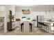 Open dining room connected to a kitchen with white cabinets and modern appliances at 15384 Cardonia Rd, Fishers, IN 46037