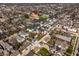 An aerial view showcases modern townhomes nestled in a vibrant neighborhood at 1811 Livery Way, Indianapolis, IN 46202