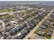 An aerial view showcases modern townhomes nestled in a vibrant neighborhood at 1811 Livery Way, Indianapolis, IN 46202