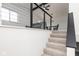 Open-concept living room with sleek railing, neutral paint, and modern decor on the second floor at 3153 Stillmeadow Dr, Indianapolis, IN 46214
