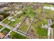 Aerial view of a property with a large green lot, bordered with a blue line, in a neighborhood at 453 S High School Rd, Indianapolis, IN 46241