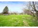 Sprawling backyard showcasing lush green grass and mature trees providing ample space for outdoor activities at 453 S High School Rd, Indianapolis, IN 46241
