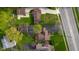 Overhead view showcasing a neighborhood with mature trees and well-maintained homes and yards at 6141 Madison Ave, Indianapolis, IN 46227