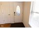 Elegant front door with decorative glass, offering a welcoming entrance to the home at 6144 S Irwin St, Indianapolis, IN 46237