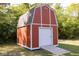 The exterior of the shed features a roll-up door, offering convenient access and secure storage space at 6144 S Irwin St, Indianapolis, IN 46237