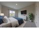 Bedroom featuring a bed with blue and grey bedding, a dresser, and a window at 6222 Fairview Dr, McCordsville, IN 46055
