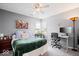 Serene bedroom featuring a comfortable bed, a desk, and a calming atmosphere at 7454 Harbour Isle # 158, Indianapolis, IN 46240