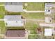 An overhead view displaying property boundaries, backyard features, and neighborhood layout at 831 Wallace Ave, Indianapolis, IN 46201