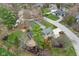 Gorgeous aerial view of a home featuring a backyard patio, mature trees, and a well-manicured lawn in a quiet neighborhood at 108 Wesley Cir, Noblesville, IN 46062