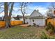 Grassy backyard featuring a wooden fence, mature trees and home exterior at 1337 Linden St, Indianapolis, IN 46203
